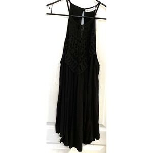 Black Sleeveless Crochet Tank with Lace on Front CY Fashion Size 2X